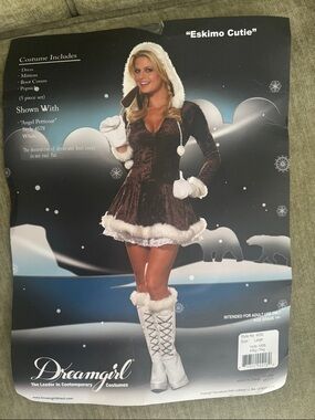 Dreamgirl Velvet Hooded Eskimo Costume in Brown & White